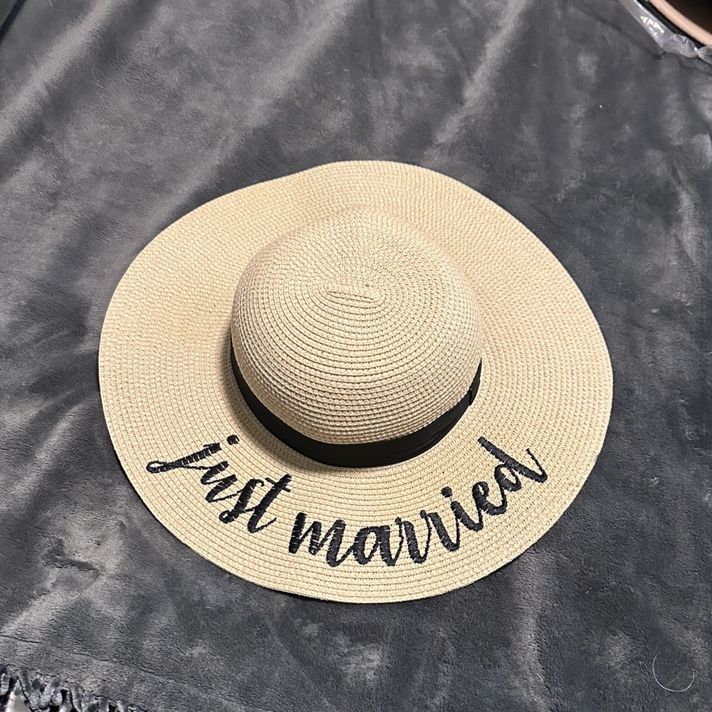 Just Married Wide Brim Hat